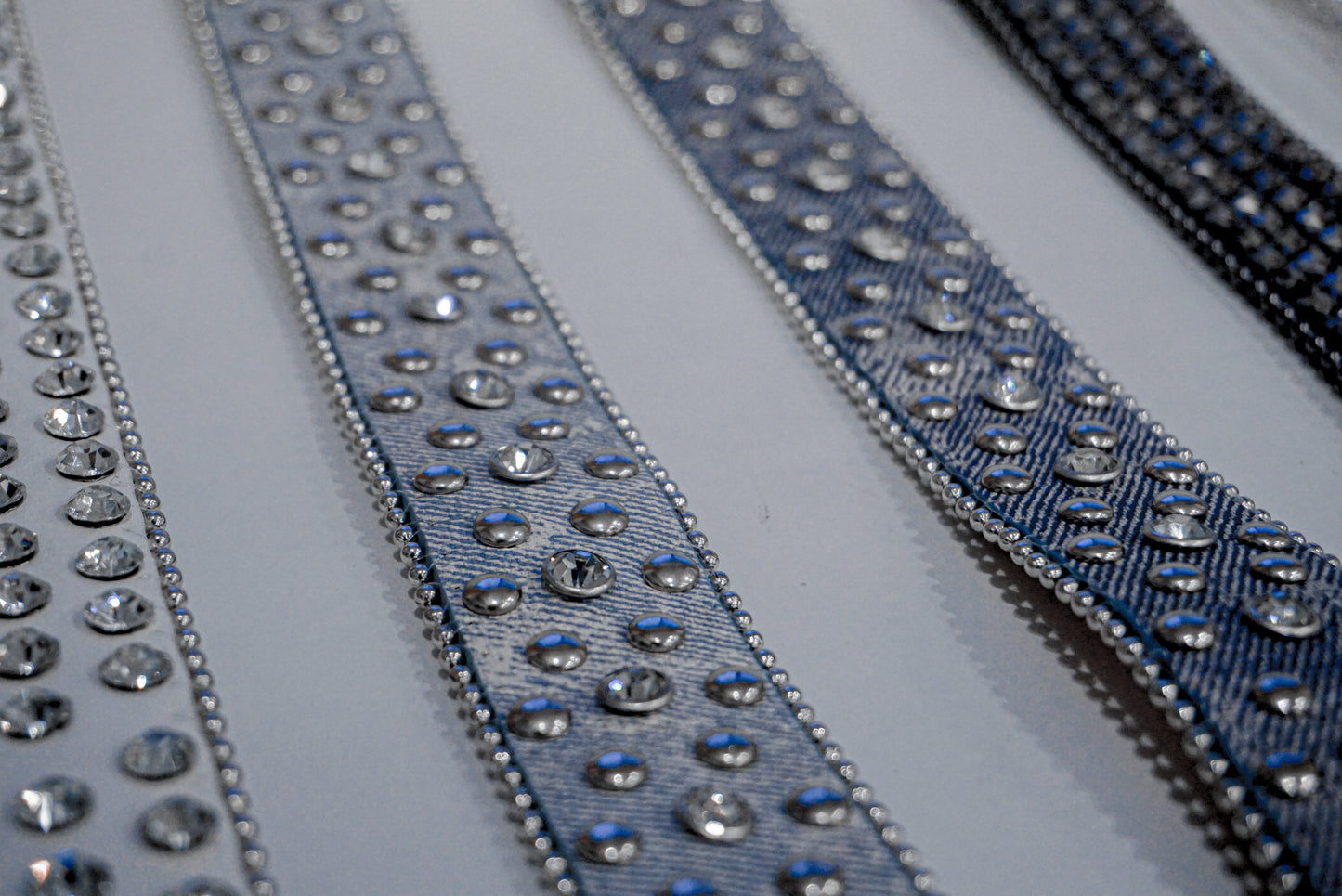 Rhinestone Studded Buckle Denim Belt