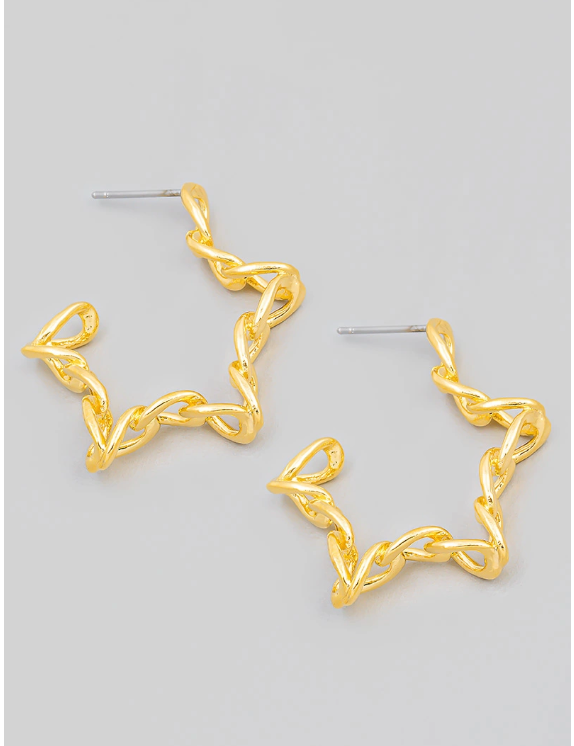 Star Chain Link Hoop Earrings