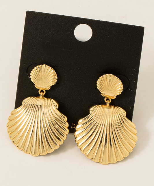 Gold Dipped Seashell Dangle Earrings