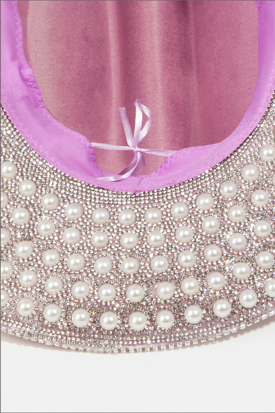 Pave Rhinestone Pearl Trim Cowboy Hat