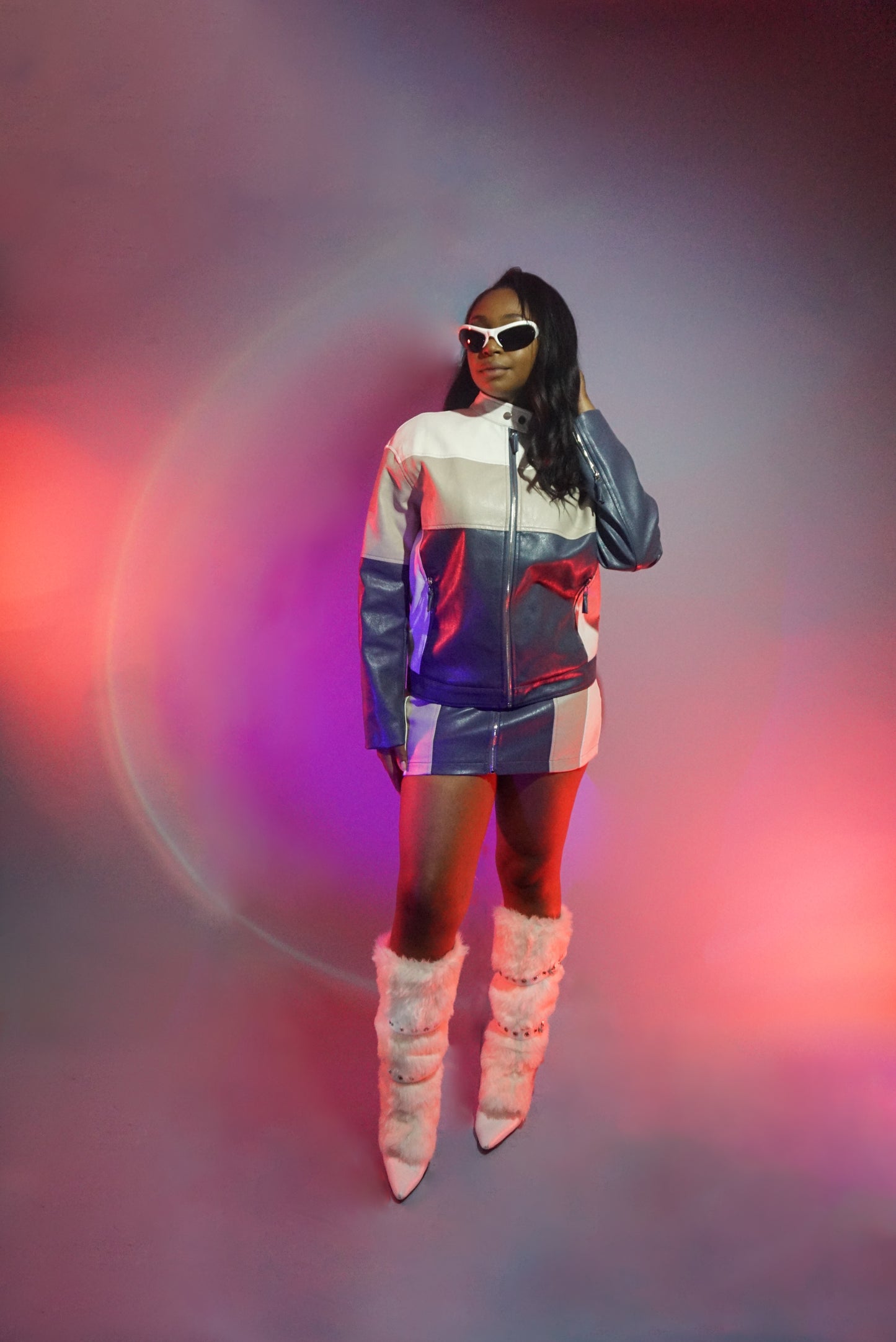 Multi Color Moto Biker Jacket