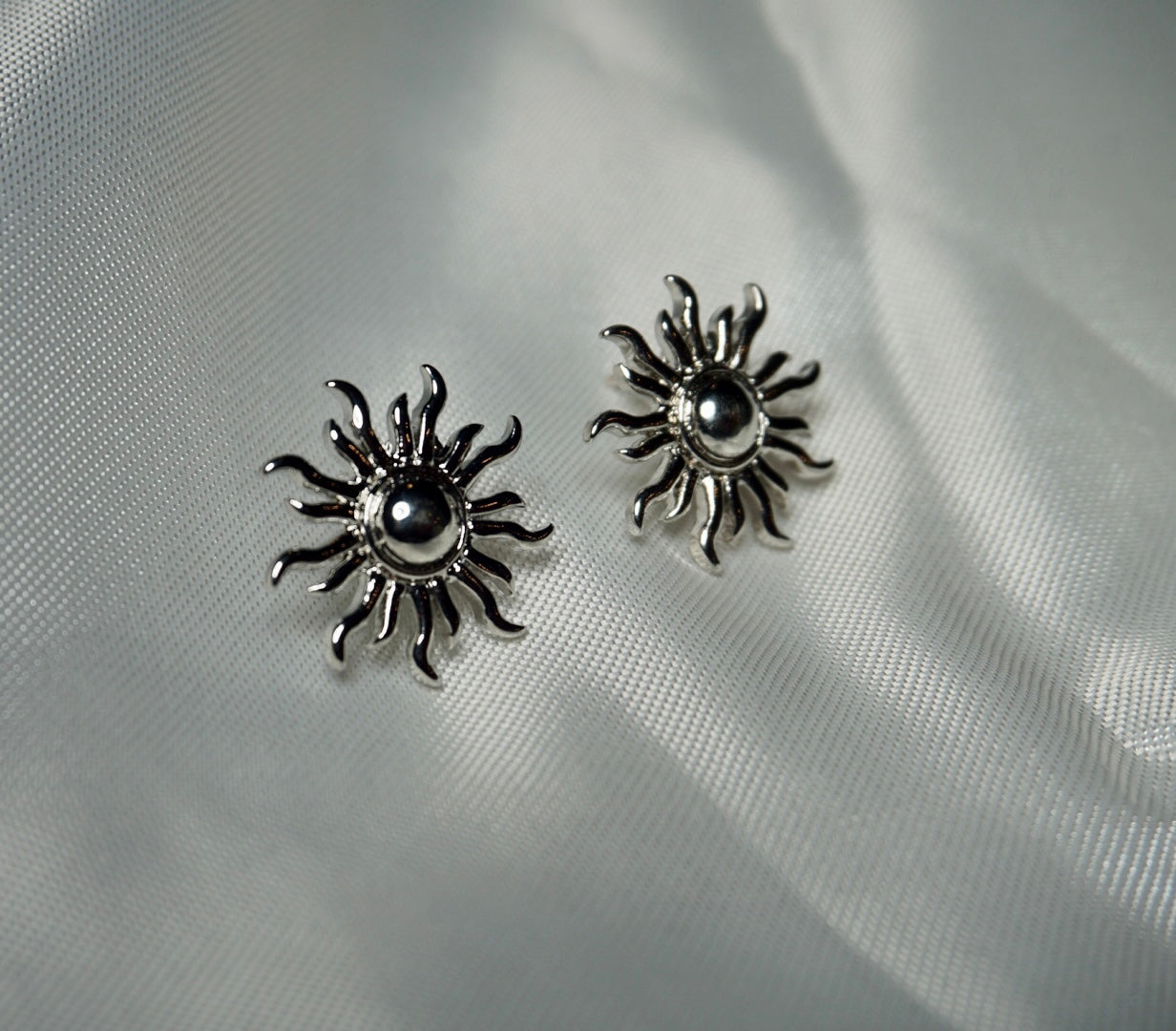 Silver Sunshine Stud Earrings